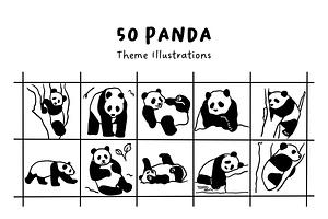 50 Panda Illustration Set, an Animal Illustration by The Journey Atelier
