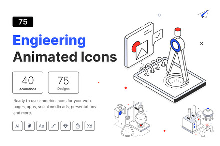 Isometric Engineering Icons, an Icon by Vectors Market