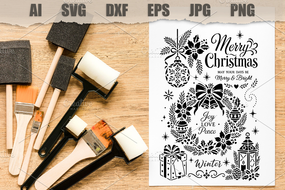 Stencil Christmas Holiday, a Seasonal Illustration by MARYCRAFTIRIA (Photo 2 of 3)