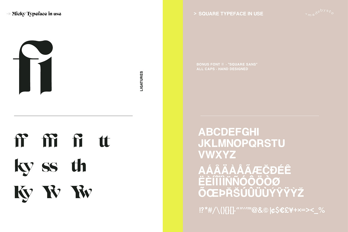 MICKY — REGULAR, OUTLINE & BONUS, a Serif Font by Madebysté. (Photo 7 of 10)