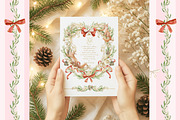 Watercolor Christmas frame, monogram, a Seasonal Illustration by WonderWonder (Thumbnail 10 of 11)