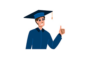 Happy graduate gesturing thumbs up, an Object Illustration by pikepicture