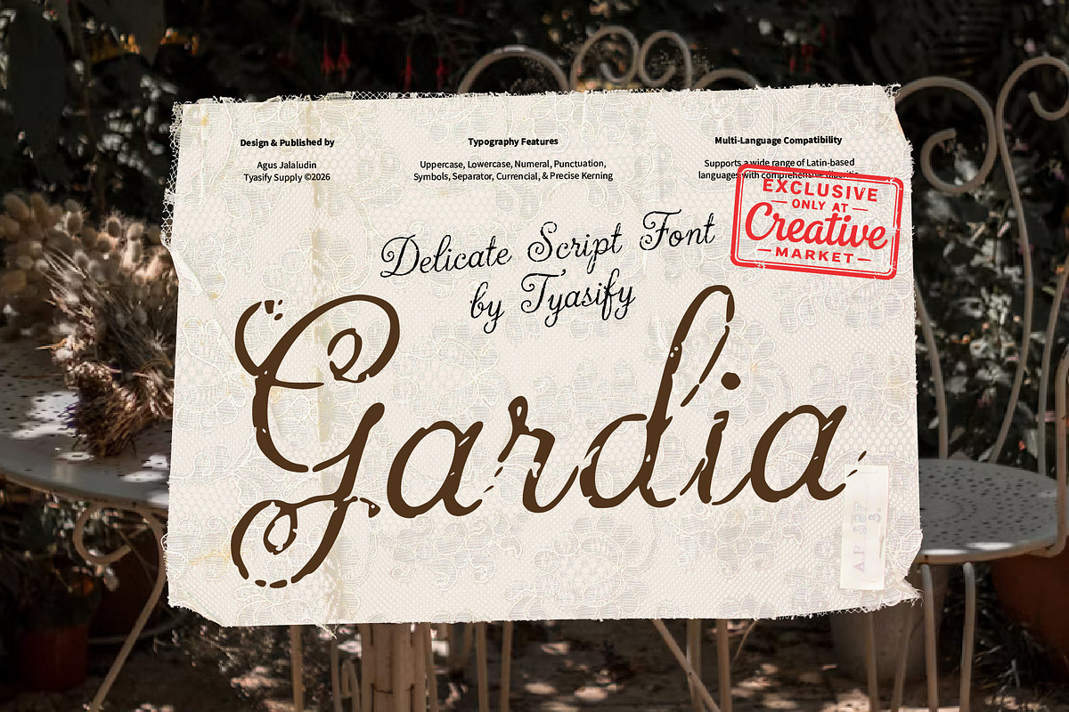 Gardia: Delicate Vintage Script Font, a Script Font by Tyasify (Photo 2 of 7)