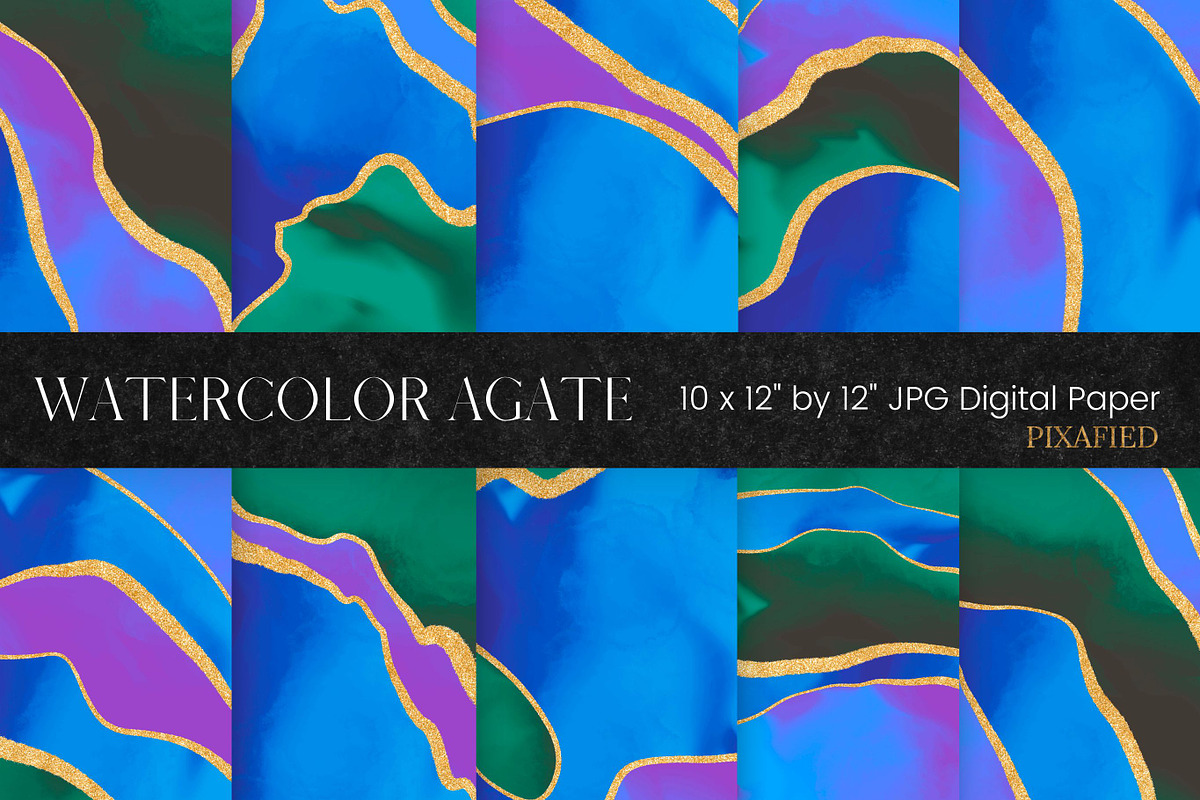 Watercolor Agate Digital Paper, a Texture Illustration by Pixafied (Photo 1 of 2)