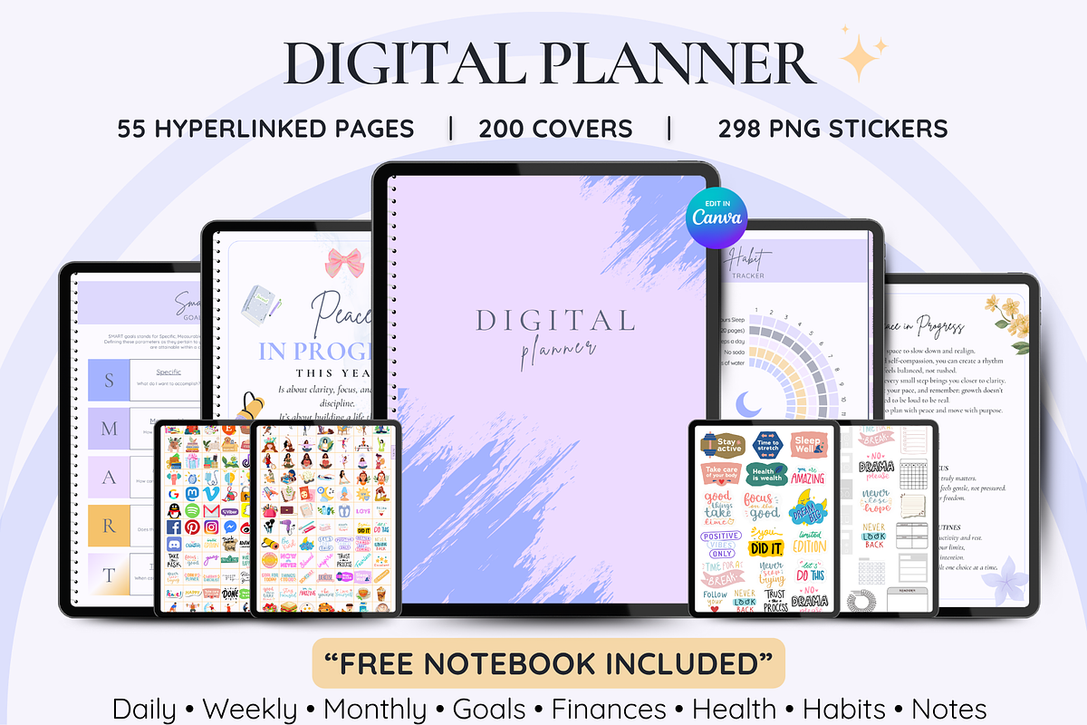 Undated Digital Planner, a Templates & Theme by LumusStudio (Photo 1 of 8)