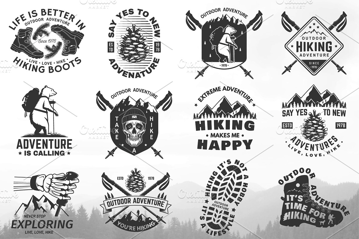Hiking outdoor adventure, a Branding & Logo Template by sivVector