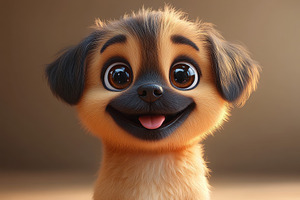 Cute dog with big expressive eyes sm, a Photo by Tanuart