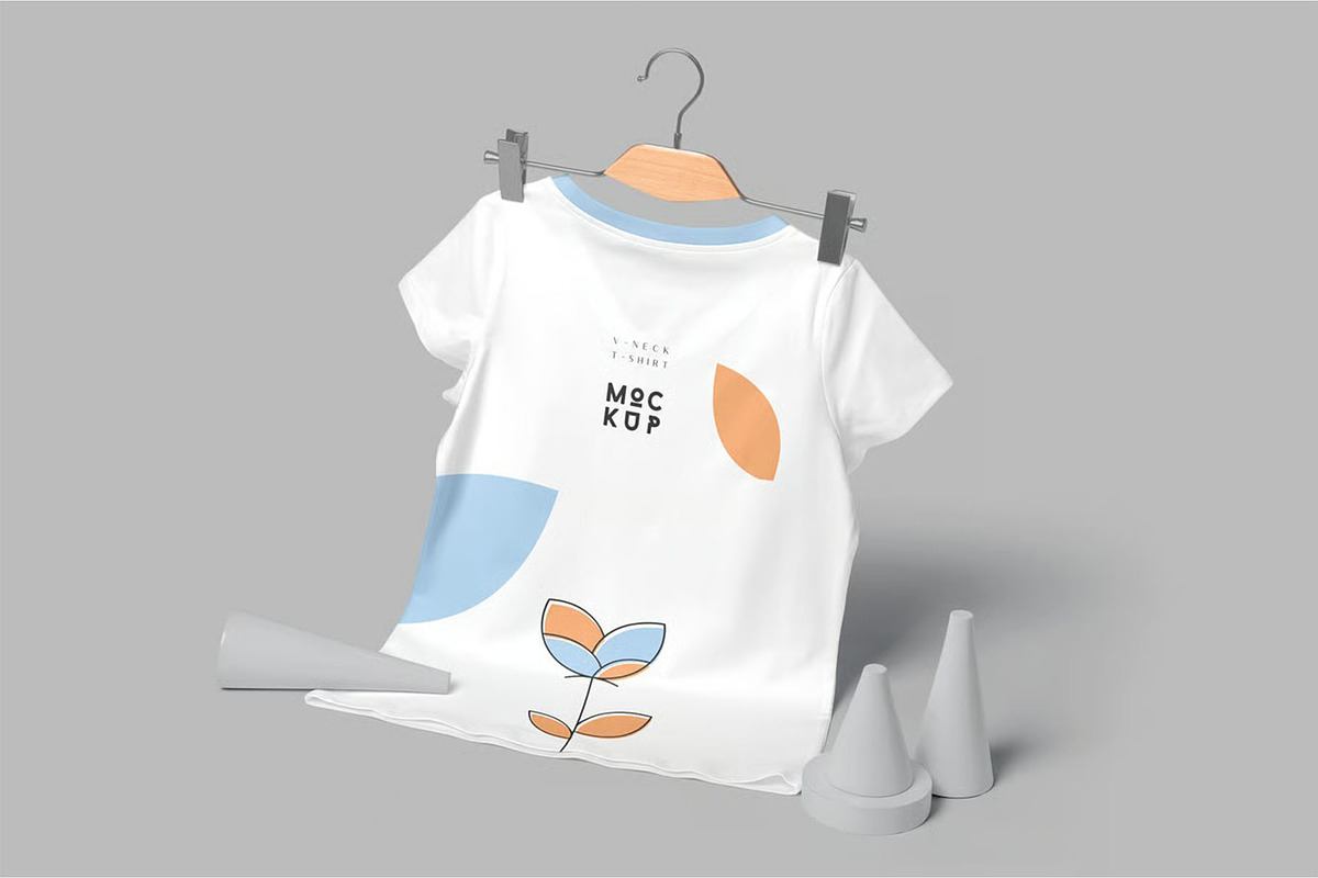 Half Sleeves V-neck T-shirt Mockups, a Shirt Mockup by megostudi0 (Photo 3 of 6)