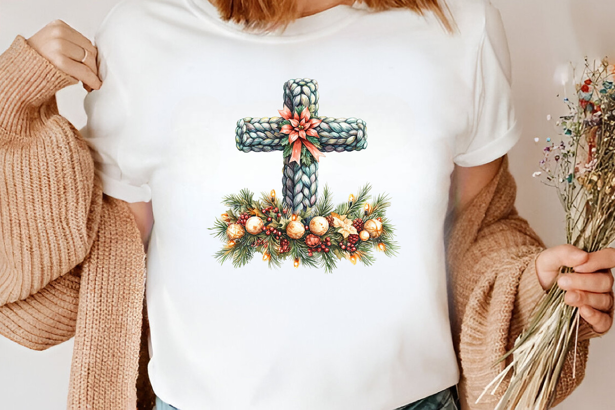 Christmas Cross With Lights Clipart, an Illustration by Canvas Craft (Photo 4 of 7)