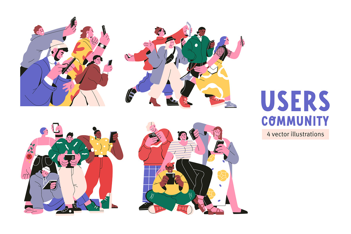 People with phones, online users set, a Person Illustration by Good Studio (Photo 1 of 6)
