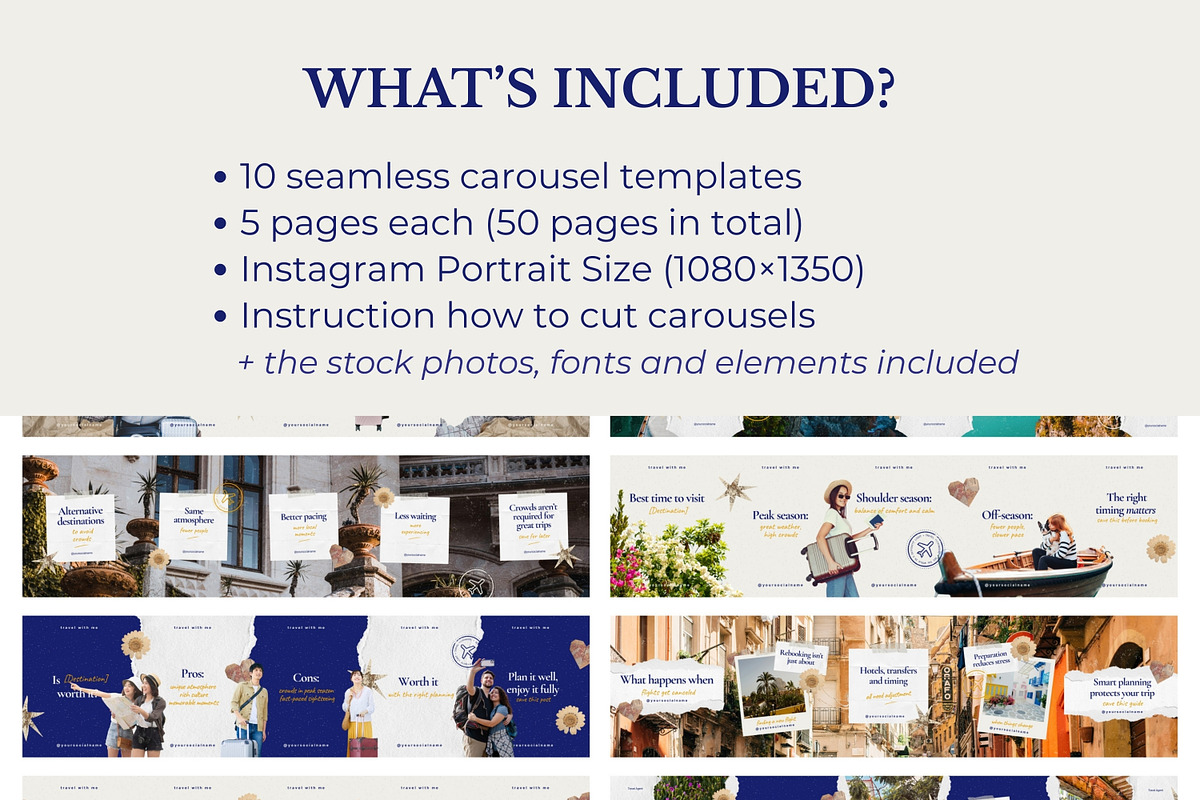 Scrapbook Travel Seamless Carousels, a Social Media Template by Anna Design Studio (Photo 2 of 11)