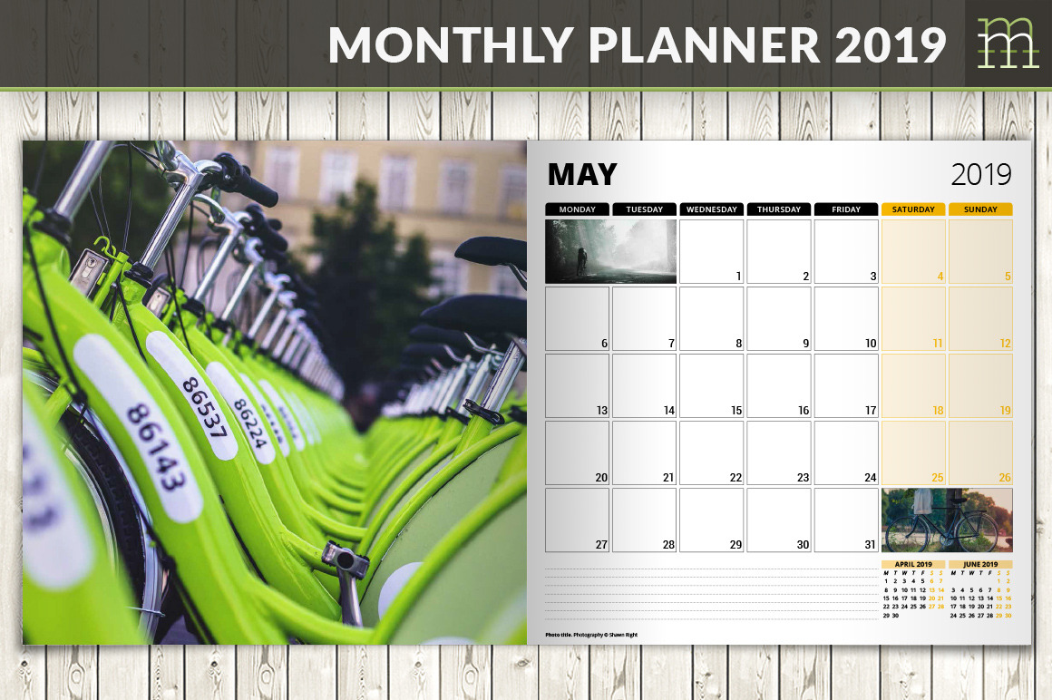Monthly Planner 2019 (MP017-19-1), a Stationery Template by mikhailmorosin
