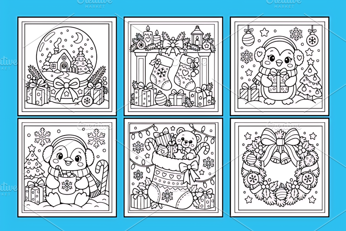 Bold Easy Cute Christmas Coloring, a Seasonal Illustration by Design Station (Photo 3 of 6)