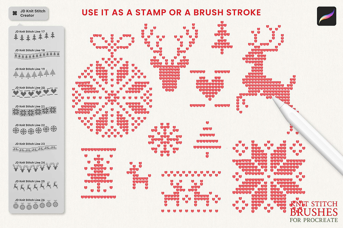 Knit Stitch Brushes for Procreate, a Brush Add-On by Julia Dreams (Photo 4 of 6)