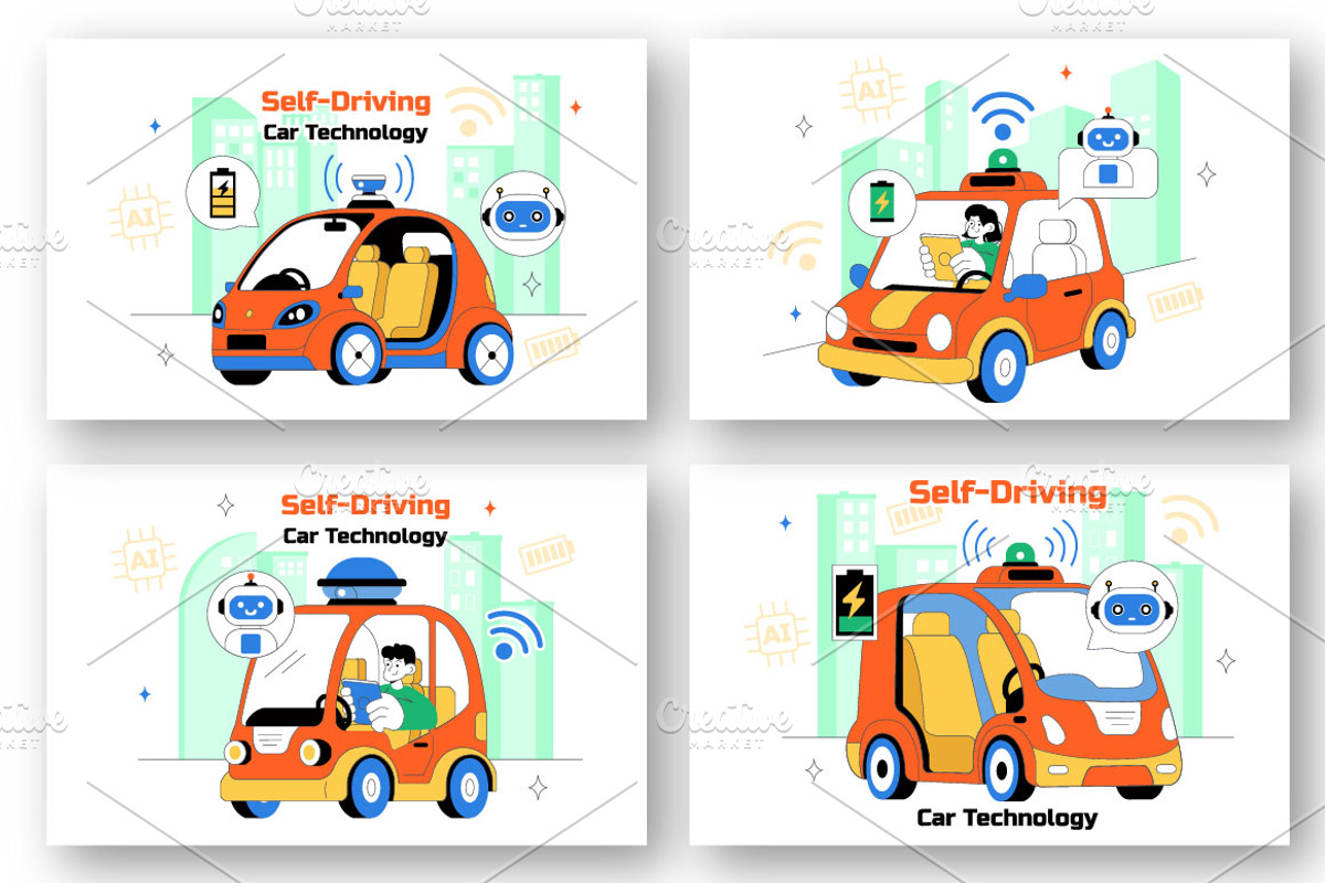 10 Self Driving Car Technology, a Transportation Illustration by denayunebgt (Photo 3 of 4)