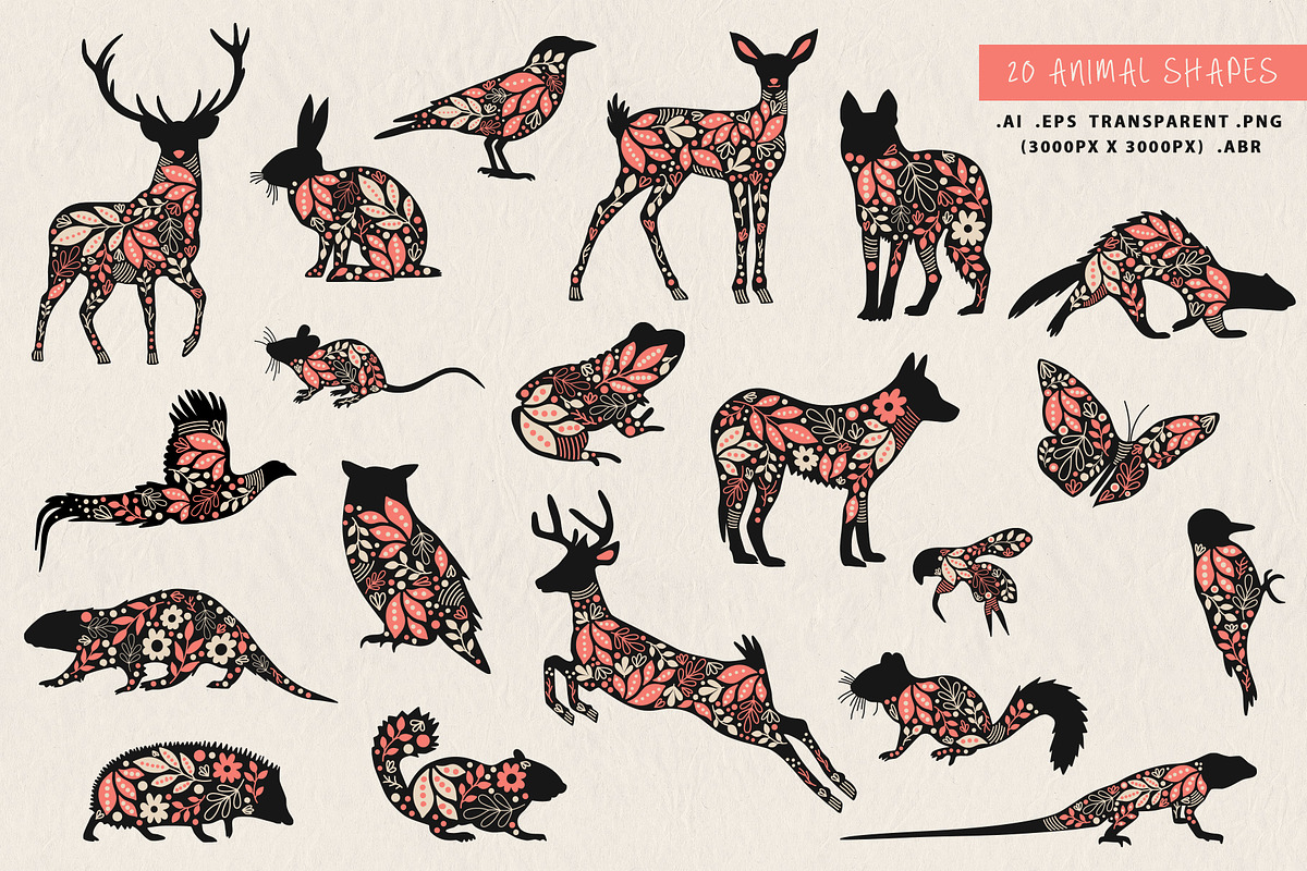Folk Art Animal Vectors & Patterns