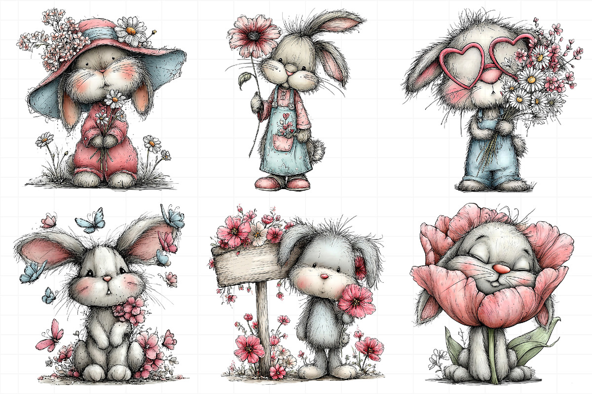 Watercolor Spring Bunny Clipart, an Illustration by Daily.Designs (Photo 5 of 7)