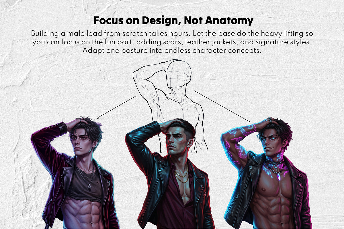 Dark Romance Male Procreate Stamps, a Brush Add-On by Selentaori Studio (Photo 10 of 12)