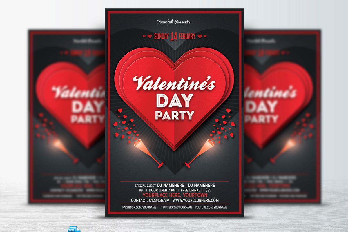 Valentines Day Flyer Cards BG Bundle, a Poster Template by DesignWorkz (Photo 5 of 12)