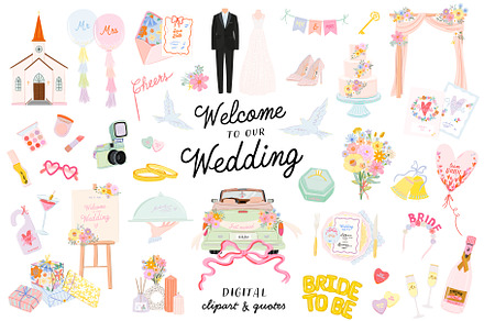 Wedding Timeline Clipart & Quotes, an Object Graphic by Ruslana Lubenets