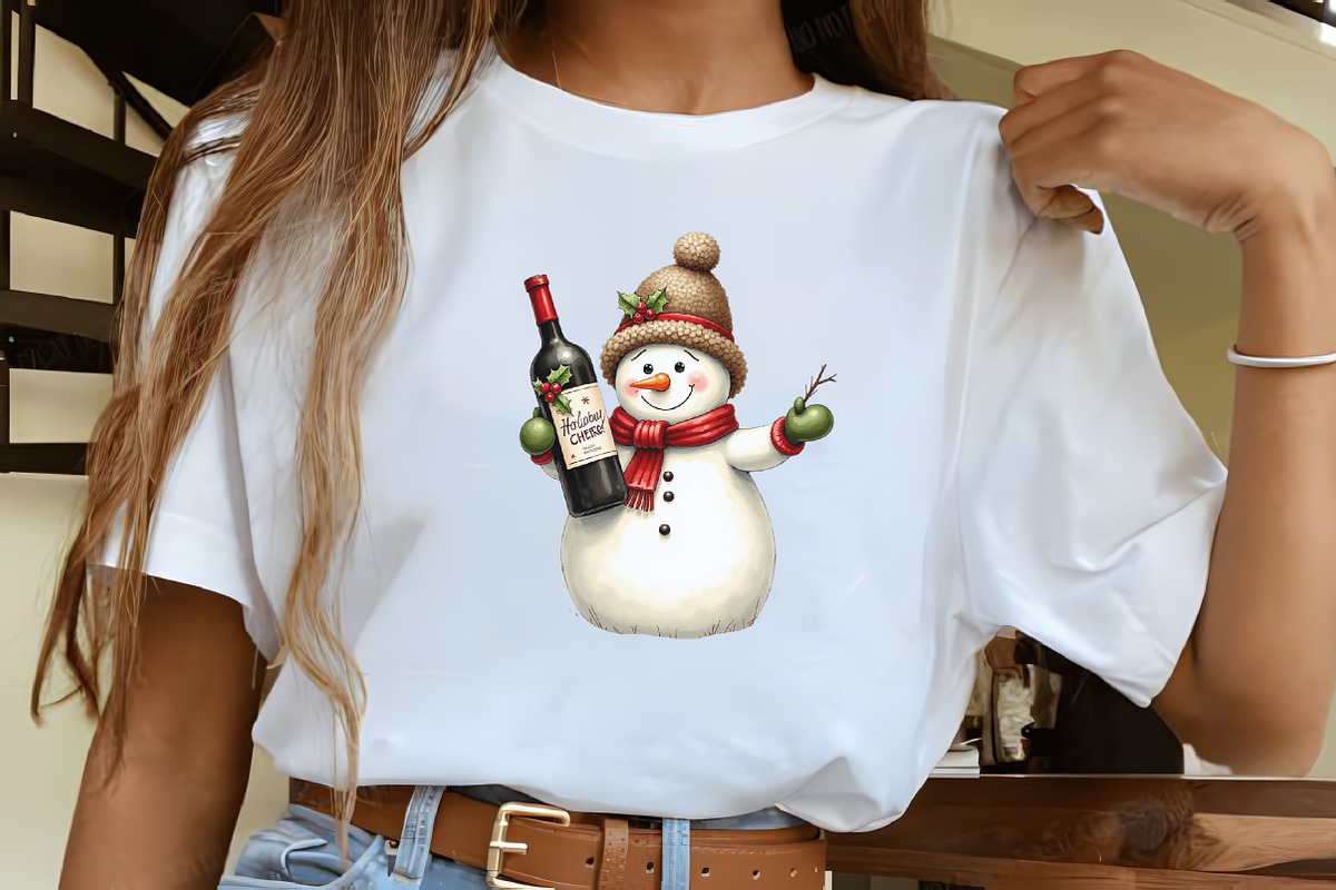 Snowman Christmas Wine Sublimation P, an Illustration by CrexoraLab (Photo 3 of 5)