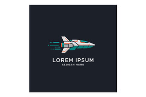 Futuristic rocket ship launching int, an Illustration by designvectx