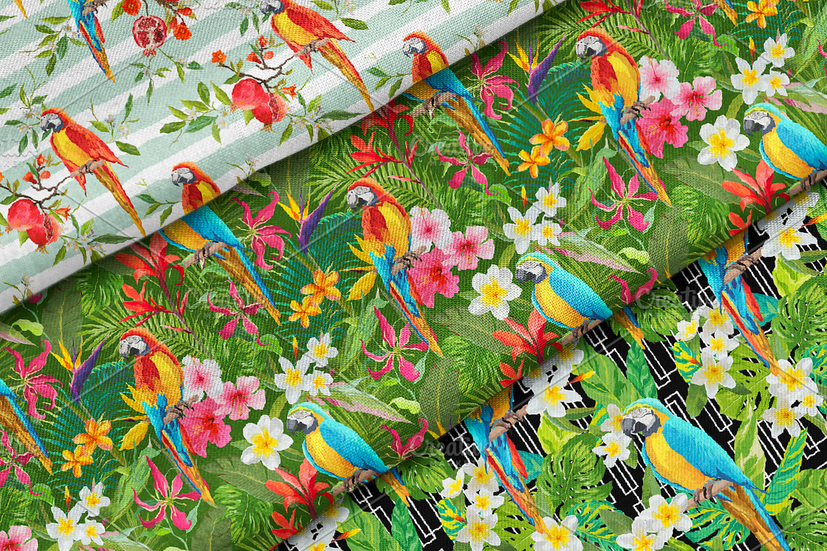 Parrots Tropical Patterns, T-shirts, an Illustration by Anna Studio (Photo 3 of 5)