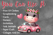 Valentine Cute Hippopotamus Clipart, a Seasonal Illustration by Craft Nest (Thumbnail 5 of 5)