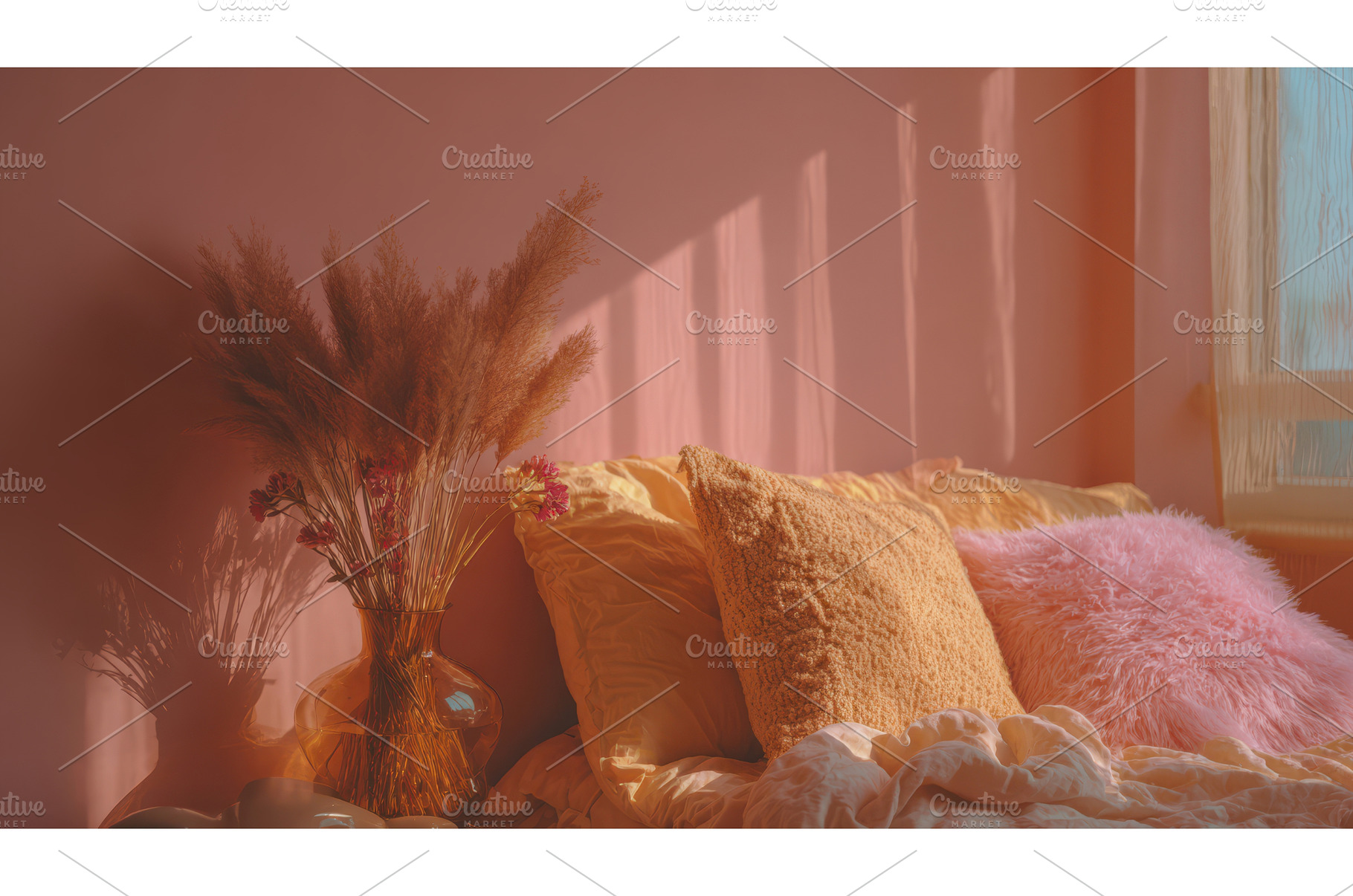 Cozy Bedroom with Warm Sunlight and, an Architecture Photo by Lermont51