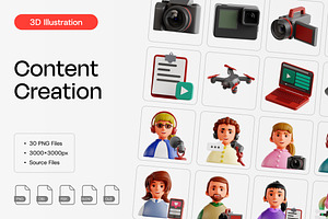 Content Creation 3D Icon Set, a Characters & Person 3D Model by Eklip Studio