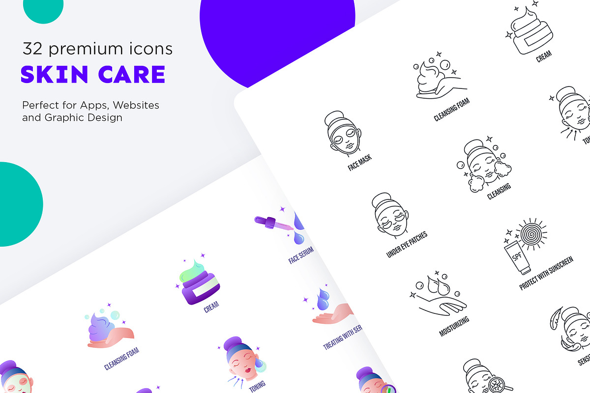 Skin Care | 32 Icons Set Hand Drawn, an Outline Icon by Marina Silence (Photo 14 of 18)