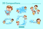 Thai Kids Songkran Splash Digital, a Seasonal Illustration by CreativeValuation (Thumbnail 3 of 11)