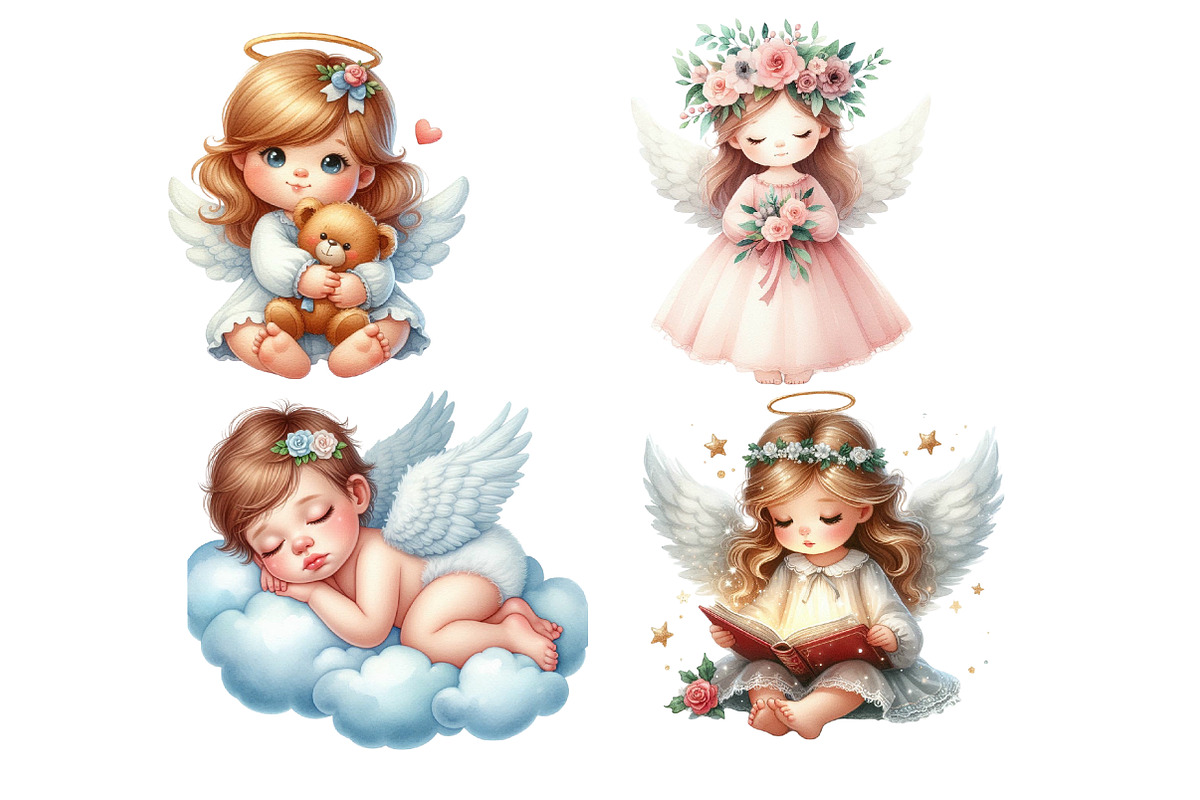Cute Gril Angel Sublimation Clipart, an Illustration by DreamArtGraphic (Photo 2 of 7)