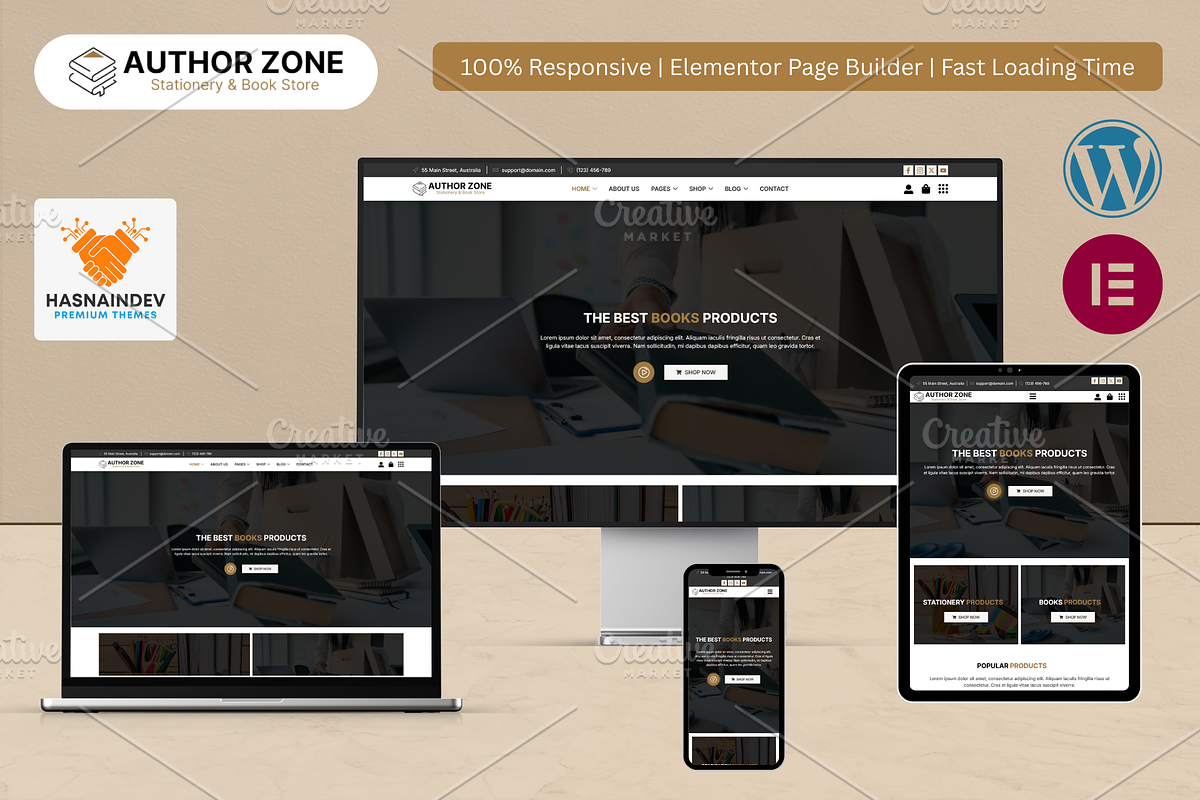 Stationery & Book Store Elementor, a WordPress Template by HasnainDEV (Photo 1 of 5)