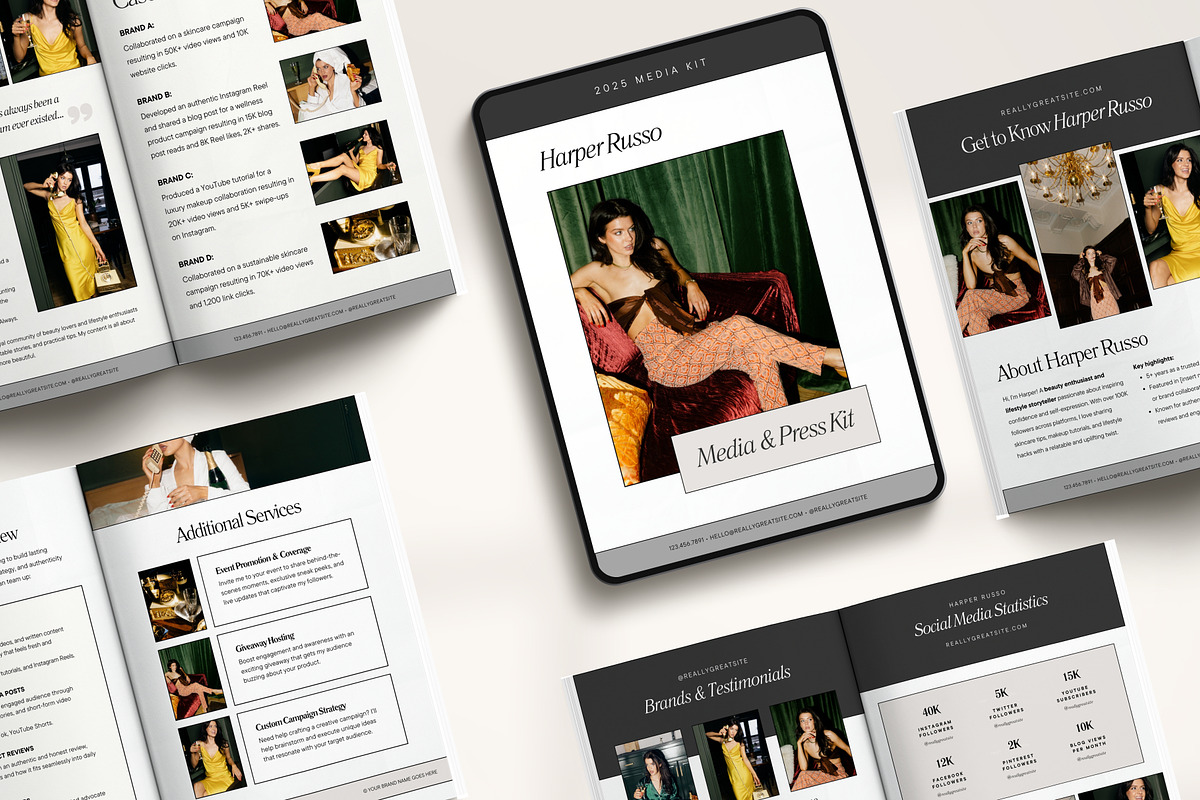 Influencer Media Kit Canva Templates, a Presentation Template by Fallon Gerst (Photo 12 of 12)