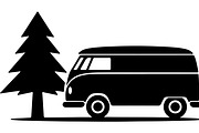 Camper Van and Pine Tree Silhouette, a Transportation Illustration by abu67222 (Thumbnail 5 of 13)