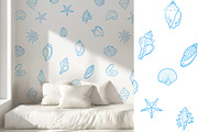 Seashells Lineart vector patterns, a Pattern Graphic by Carpet Tapete Pretzel (Thumbnail 12 of 14)