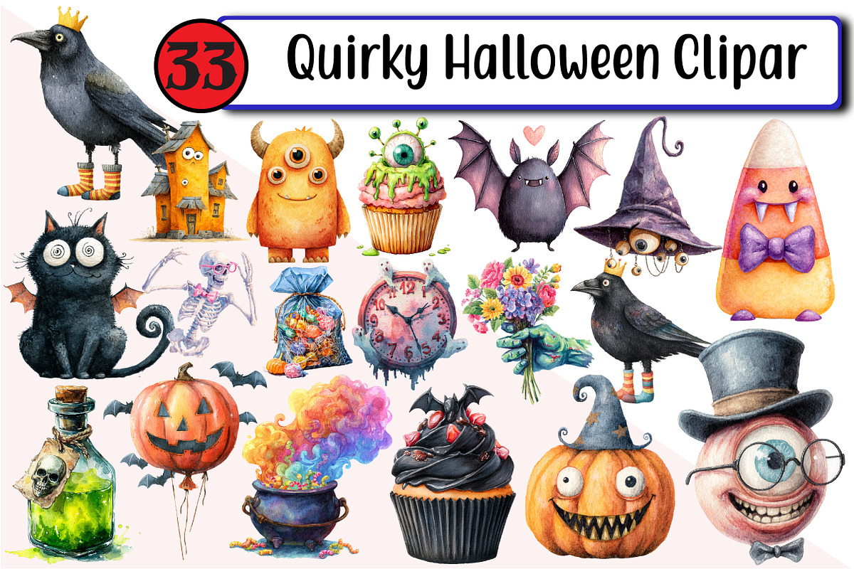 Quirky Halloween Clipar, an Illustration by Design Market (Photo 1 of 3)