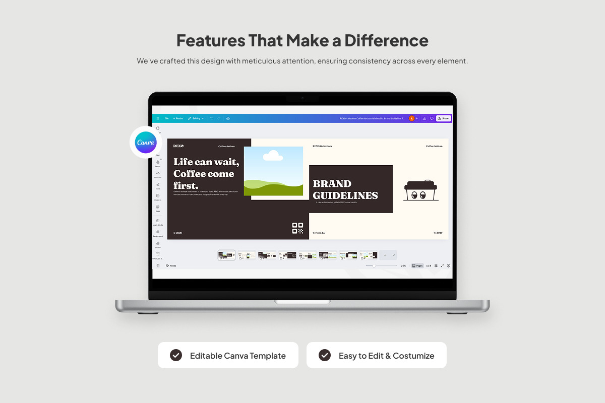 Minimalist Coffee Brand Identity Gui, a Branding & Logo Template by trabaskriya (Photo 3 of 7)