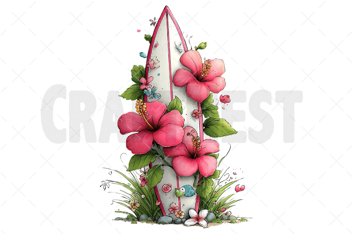 Whimsical Summer Surfboard Clipart, an Illustration by Craft Nest (Photo 11 of 12)