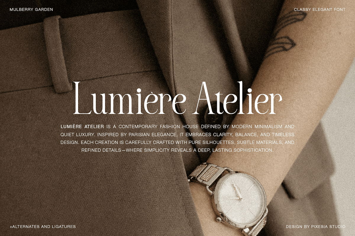 Mulberry Garden - Classic Serif Font, a Serif Font by Pixesia Studio (Photo 4 of 15)