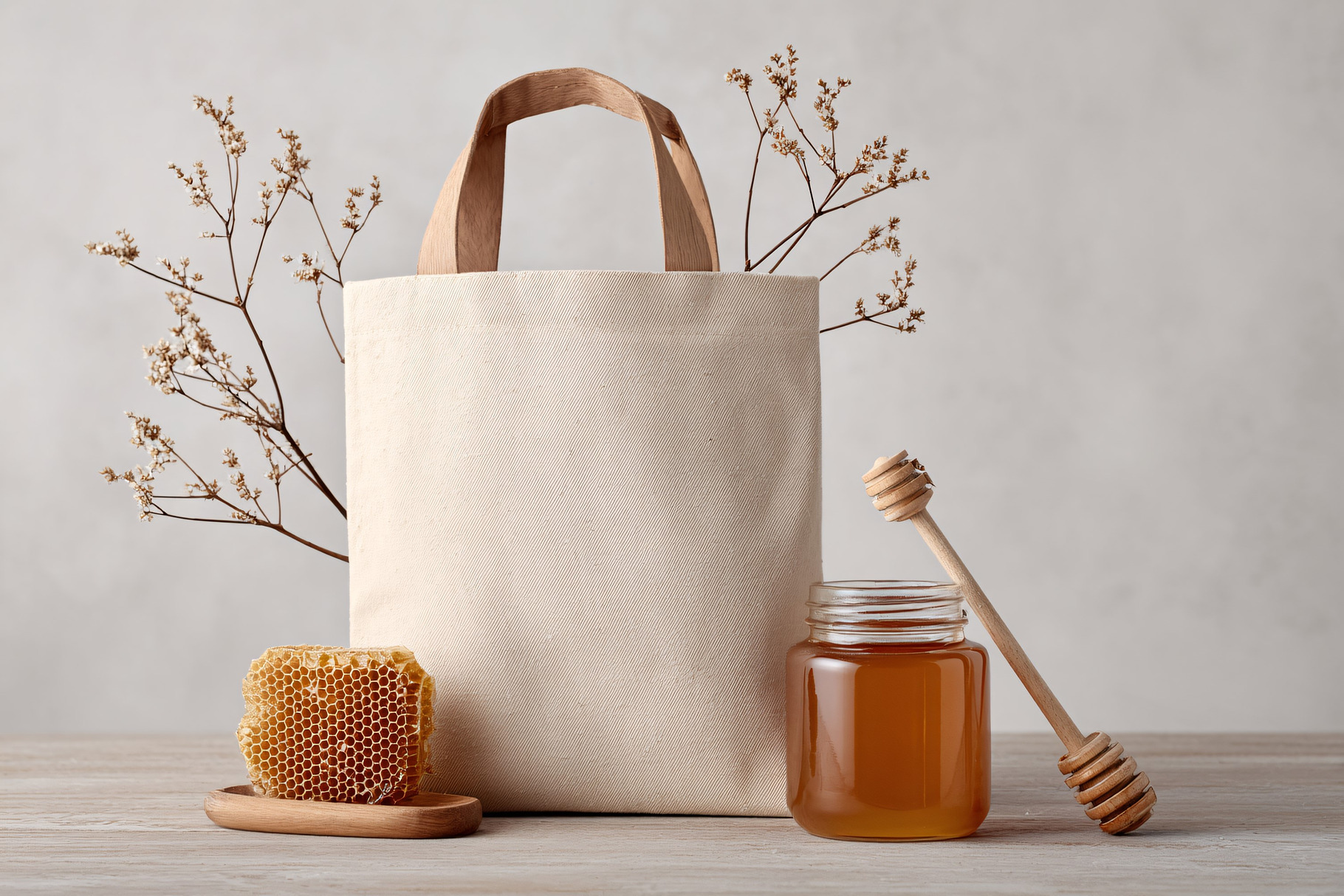 Canvas Tote Bag with Dried Flowers, a Beauty & Fashion Photo by shahsoft