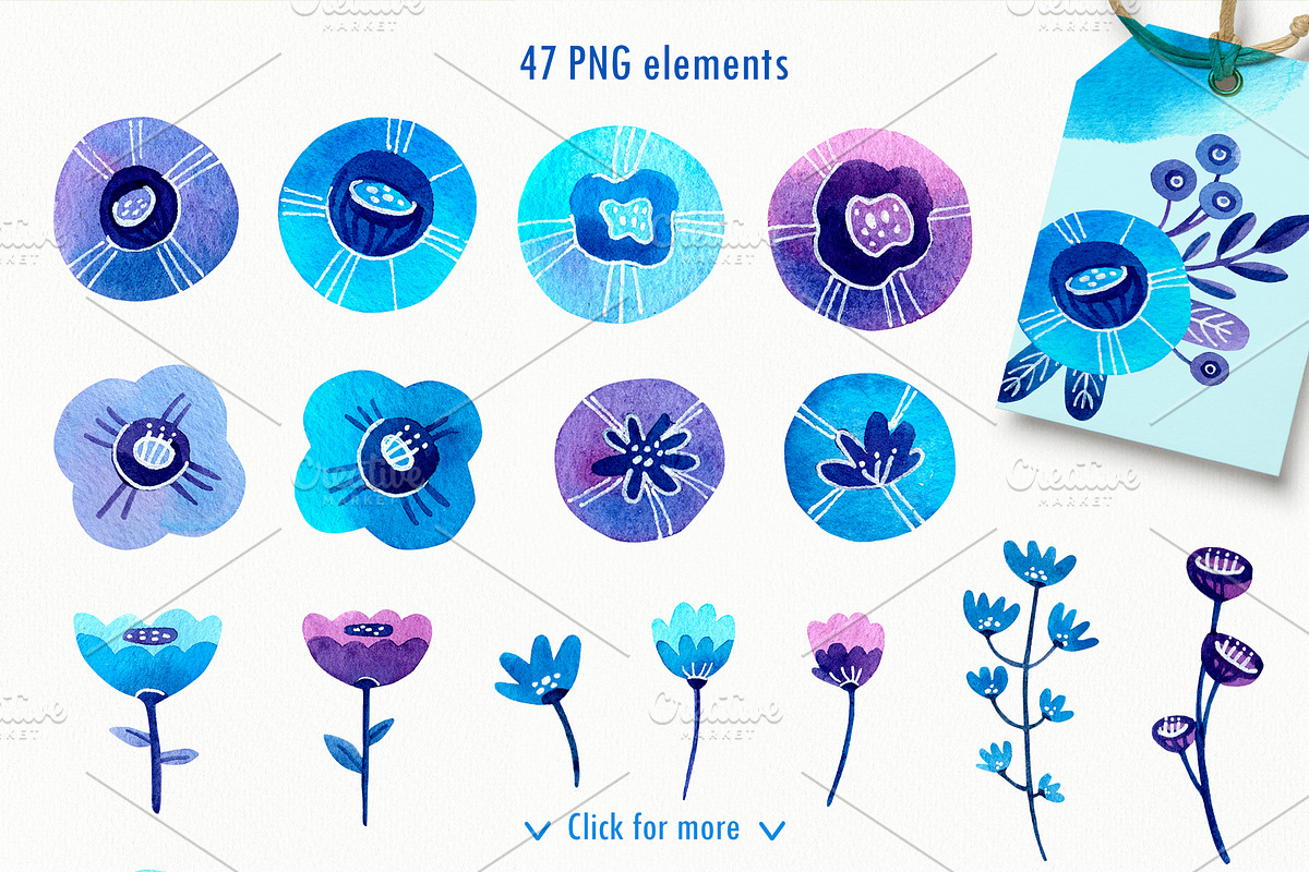 Abstract Flowers Watercolor set, an Illustration by Ekaterina Goncharova (Photo 2 of 12)
