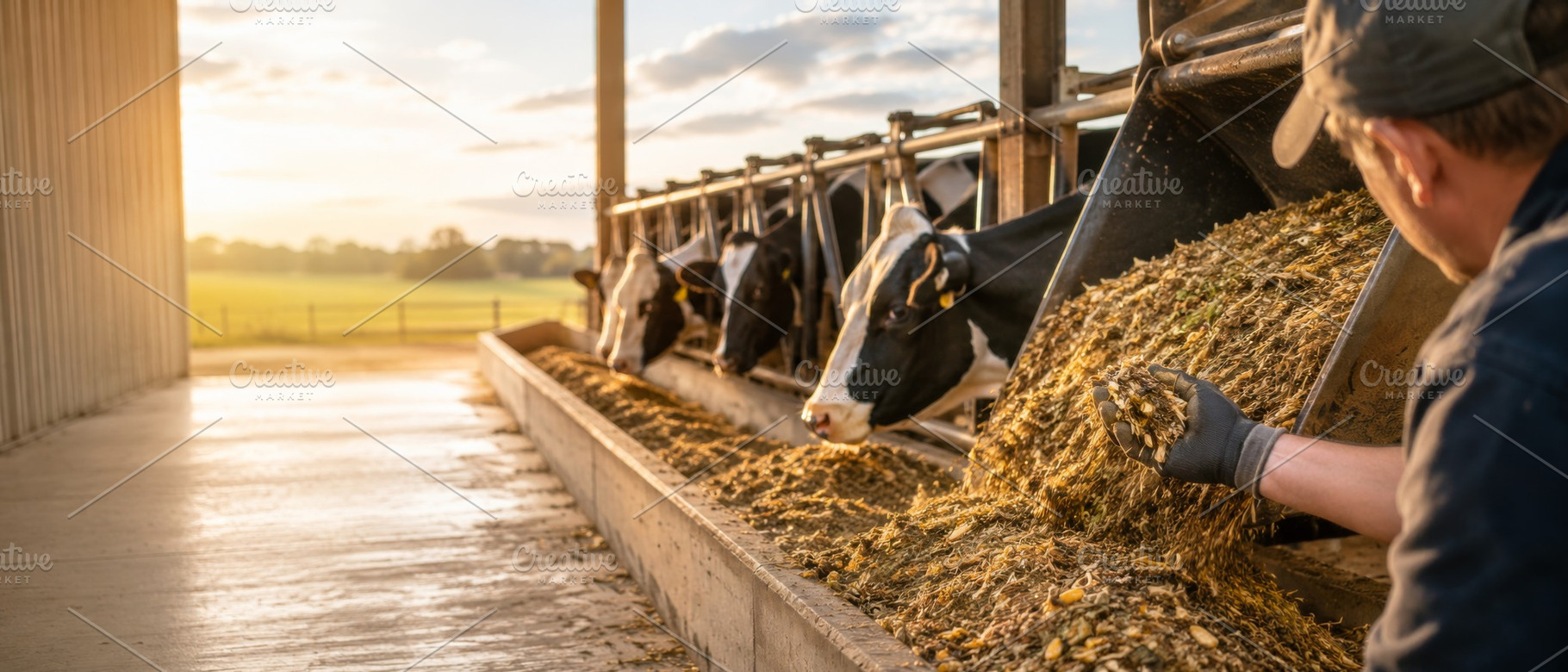 Feeding livestock during summer heat, a Photo by Dvoevnore photos
