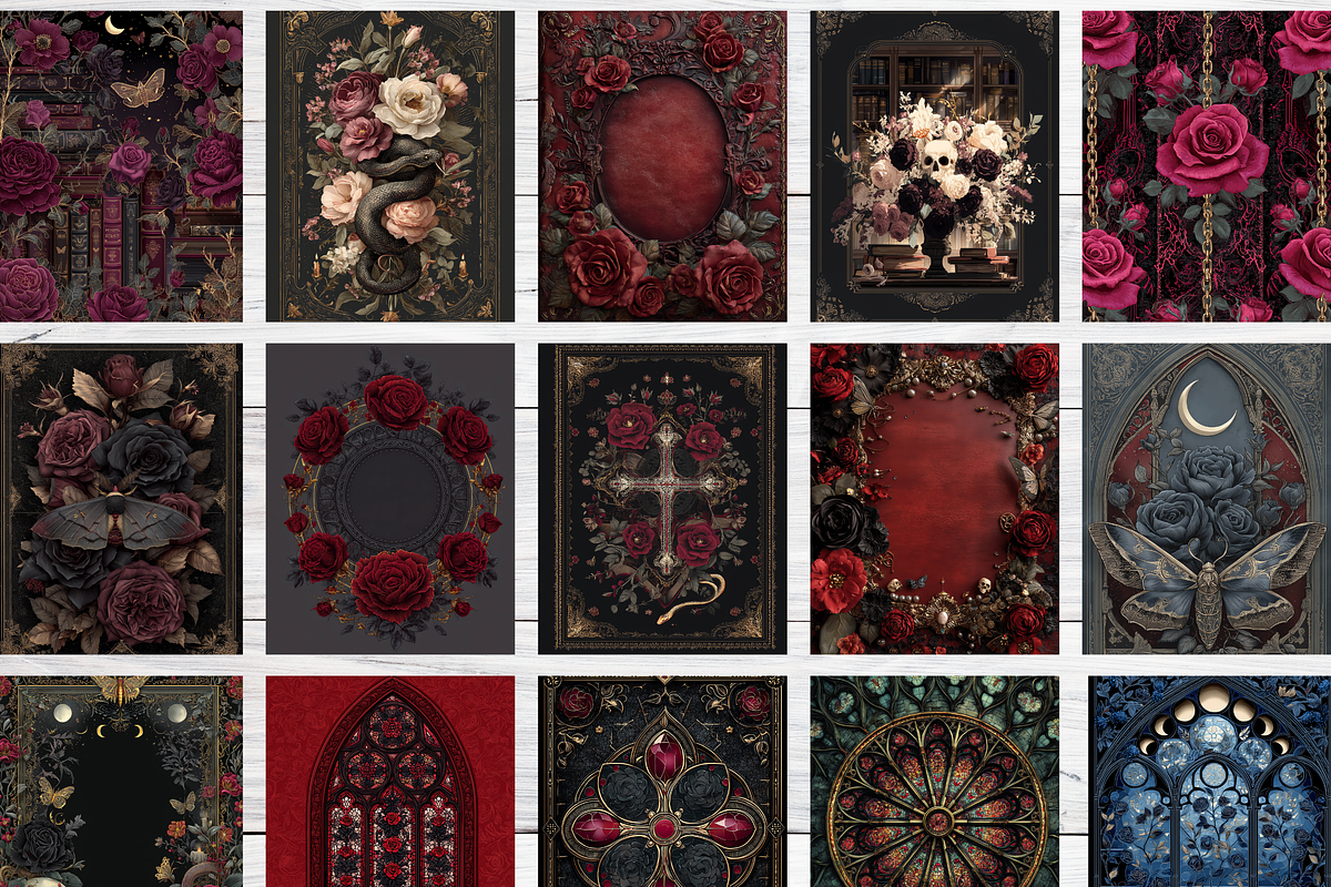 Gothic Floral Book Cover Asset Pack, a Brochure Template by LA Design (Photo 3 of 10)