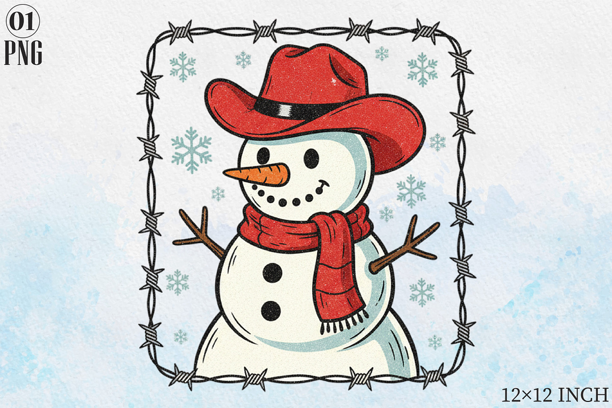 Cowboy Snowman Christmas Glitter Png, an Illustration by Libby Wishes (Photo 1 of 9)