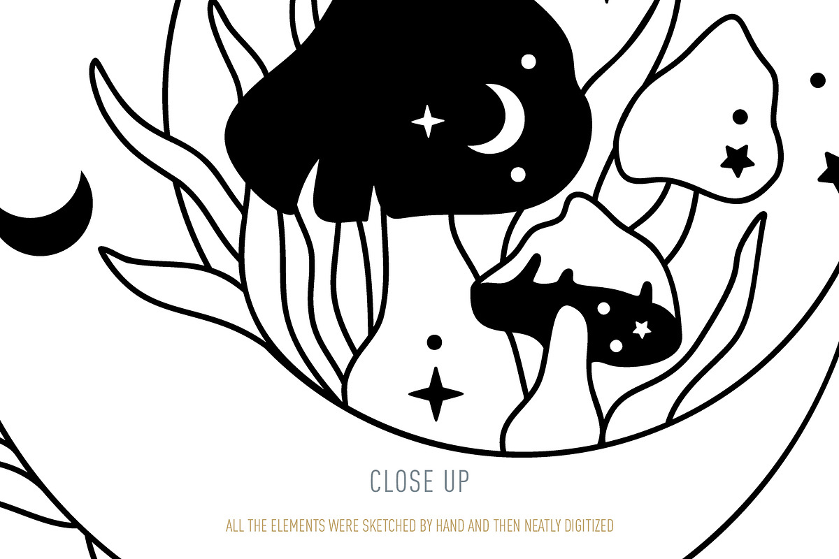 MAGICAL MUSHROOM LINE ART, an Object Illustration by Kate Art (Photo 10 of 10)