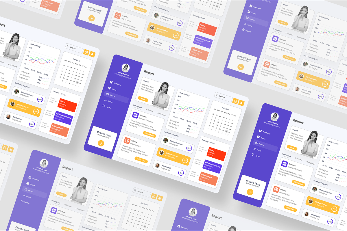 Project Management Admin Dashboard, an UI Kit Template by SquidPixey (Photo 4 of 5)