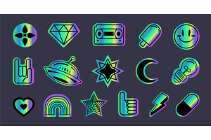 Y2k holographic sticker set, an Object Illustration by art PVP - market