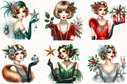 1920 Coquette Christmas Girl Clipart, an Illustration by OK Design (Thumbnail 2 of 5)